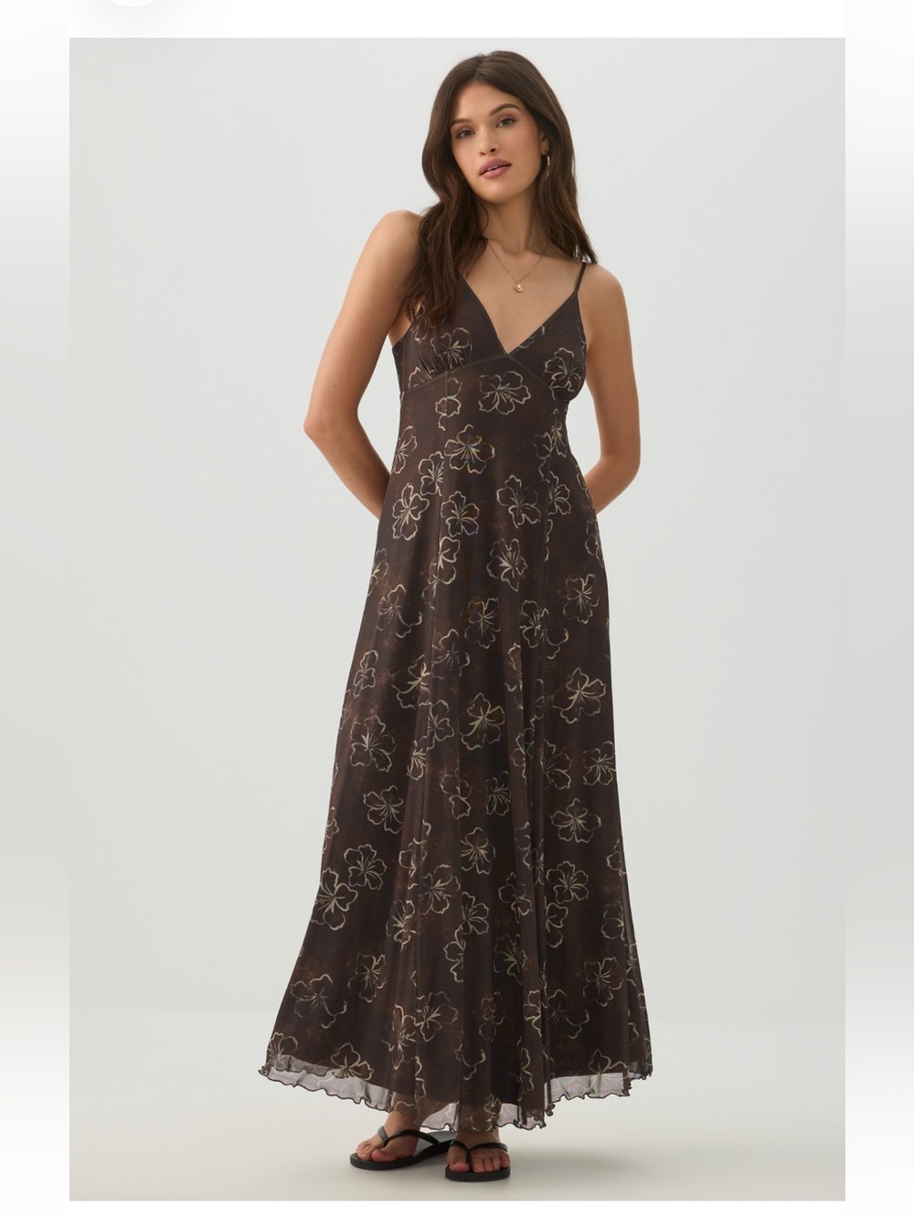 Brown & Tan Mesh Maxi Dress~Size Large~NWT - Picture 4 of 6